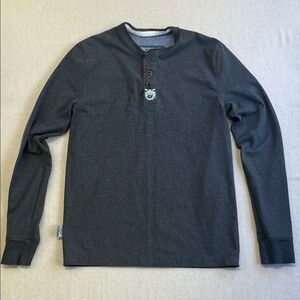 Men's Long-Sleeve Henley Shirt - Charcoal